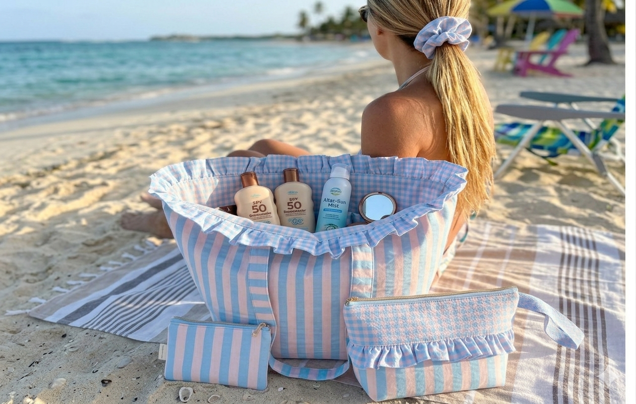 Pack Verano Completo: Bolso Tote, Neceser, Monedero y Coletero de Regalo (copia)