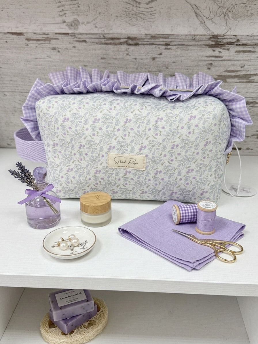 Neceser de Tela con Volante y Estampado Floral – Neceser Organizador de Maquillaje y Viaje
