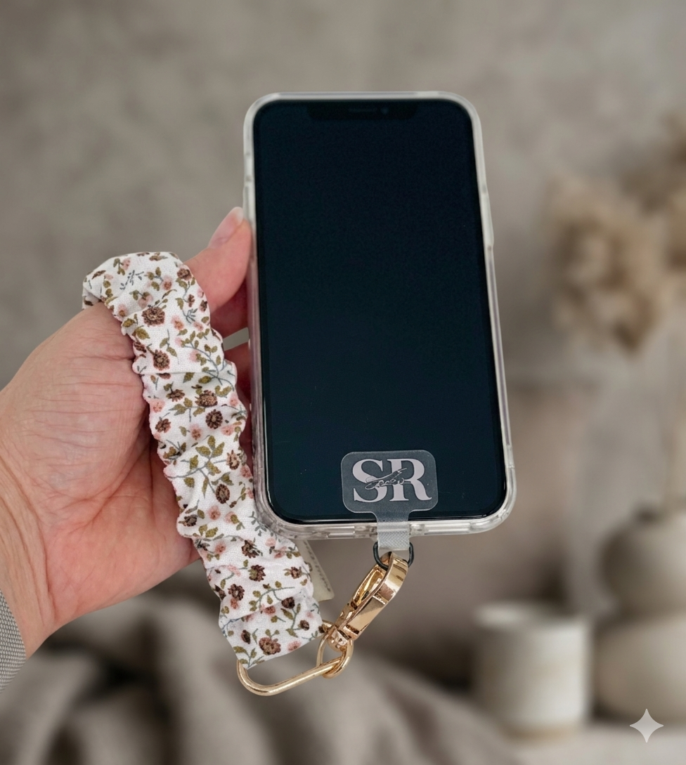 Cuelga Móvil Elástico Scrunchie - Correa de Mano para Llaves y Móvil (Incluye adaptador)