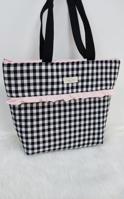 Bolso de Tela con Cremallera y Bolsillo Exterior - Hecho a Mano