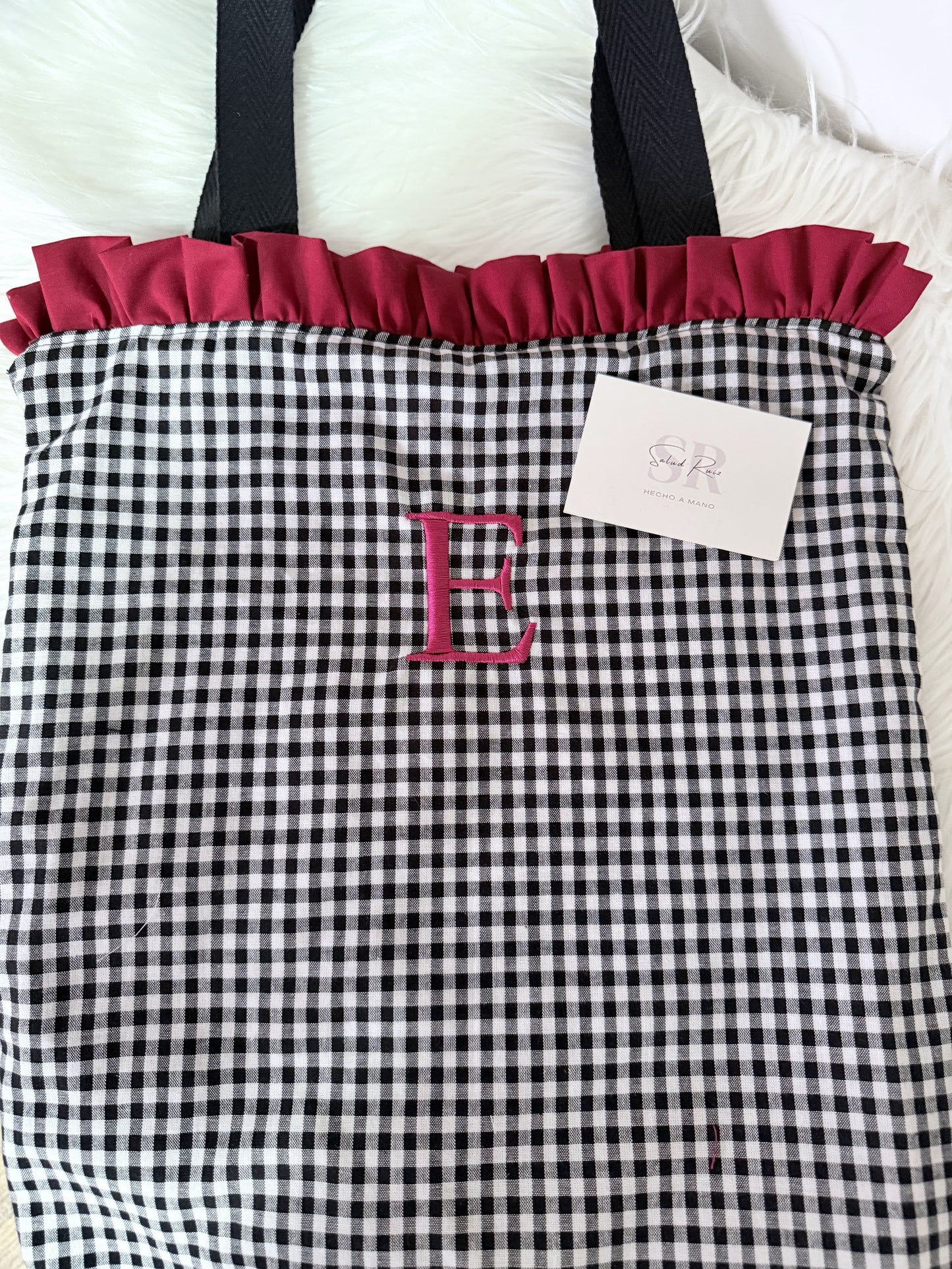 Bolso Tote de Tela con Volante y Cremallera - sin Relleno  - Hecho a Mano