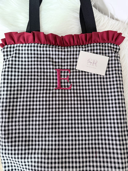 Bolso Tote de Tela con Volante y Cremallera - sin Relleno  - Hecho a Mano