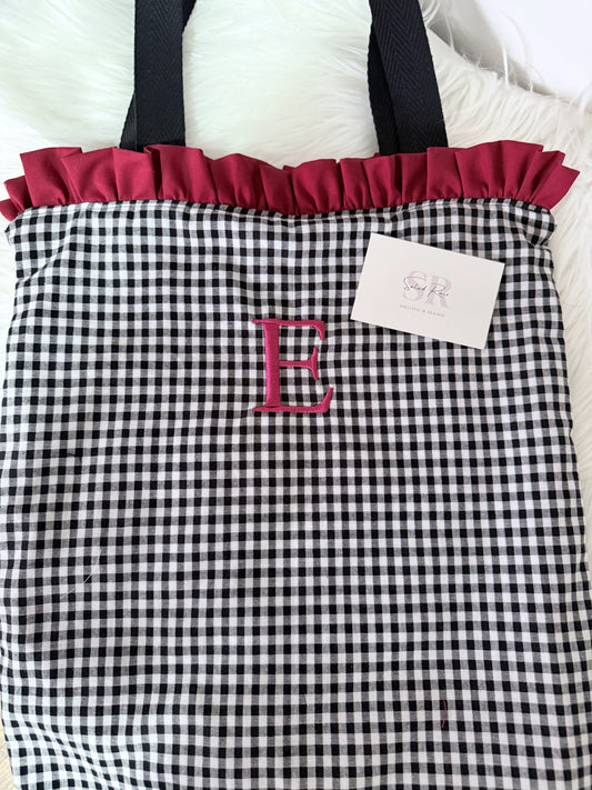 Bolso Tote de Tela con Volante y Cremallera - sin Relleno  - Hecho a Mano