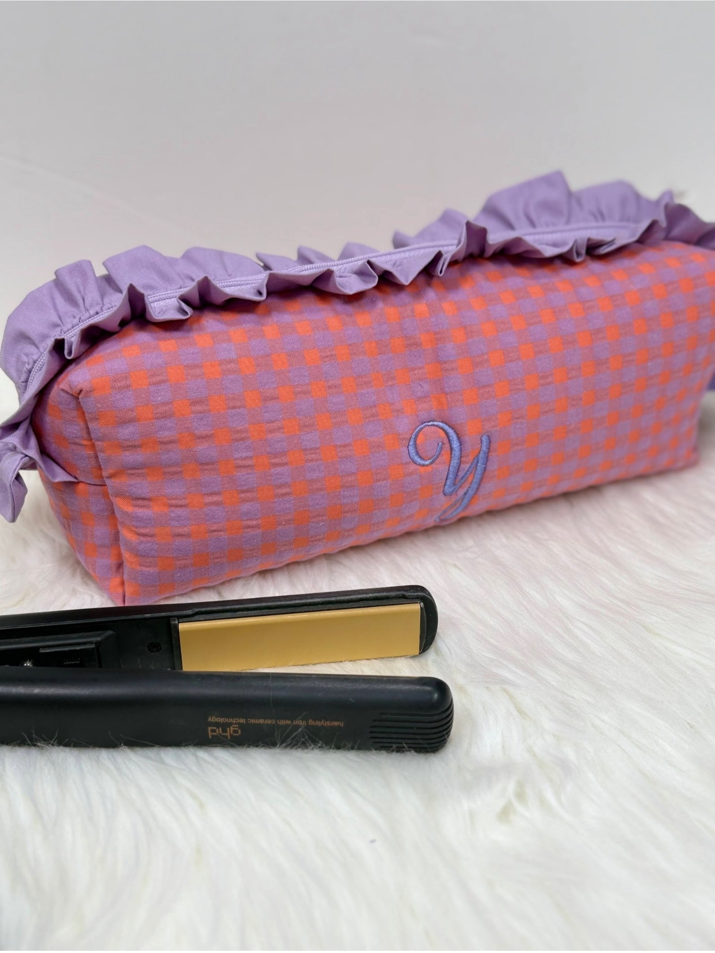 Funda para Plancha de Pelo de Tela Acolchada con Volante | Hecha a Mano